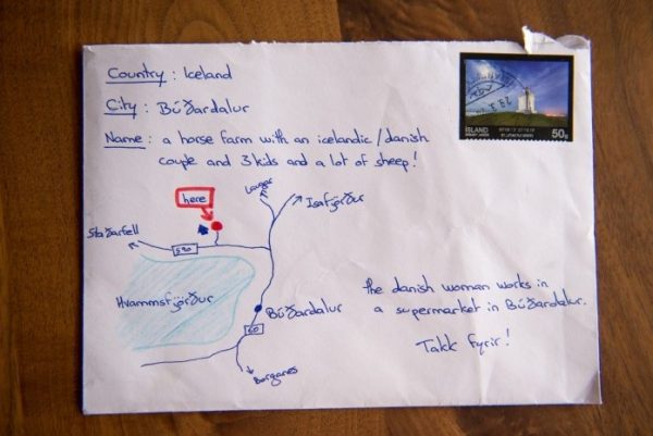 Islandes pasts piegādā vēstuli pēc kartes